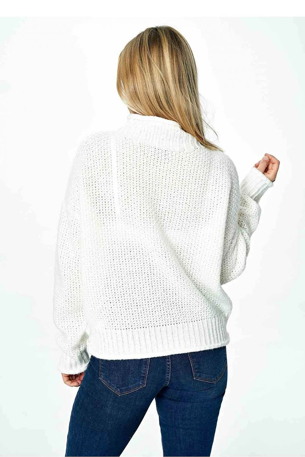 Chandail Figl pull ample col roulé manches longues maille douce laine acrylique sweater femme occasion hiver