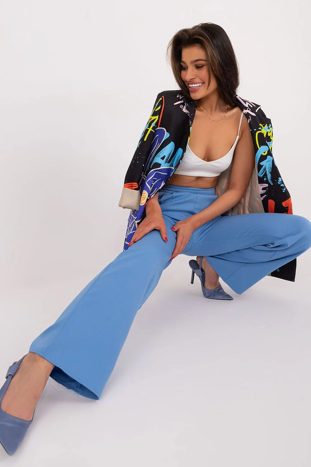 Pantalon femme Rue Paris en polyester haute qualité, jambes droites, taille haute, style élégant, travail et occasions formelles,多用途