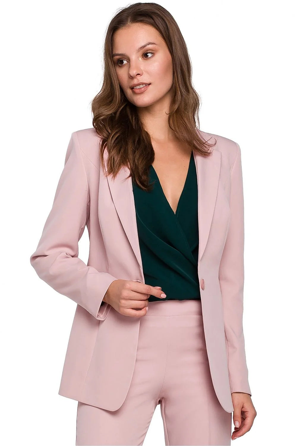 Blazer femme polyester élégant coupe ajustée gris clair tenue professionnelle bureau mode chic polyvalente