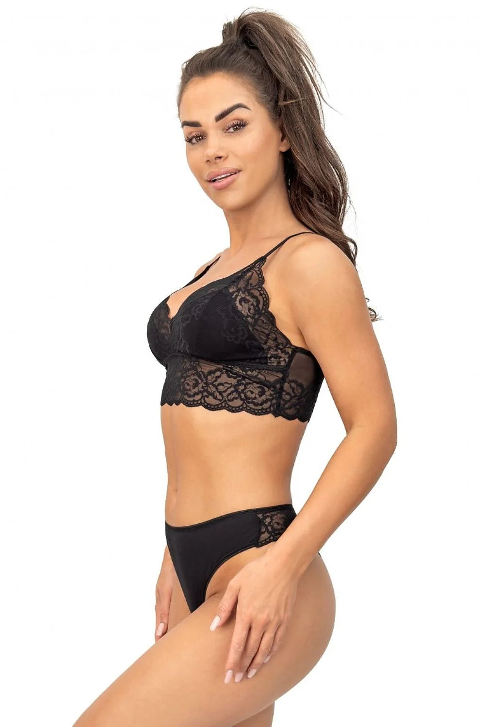 soutien gorge souple dentelle doublée viscose maintien léger bande élastique sous poitrine bretelles réglables finition dentelle arrière sensuelle féminine confortable