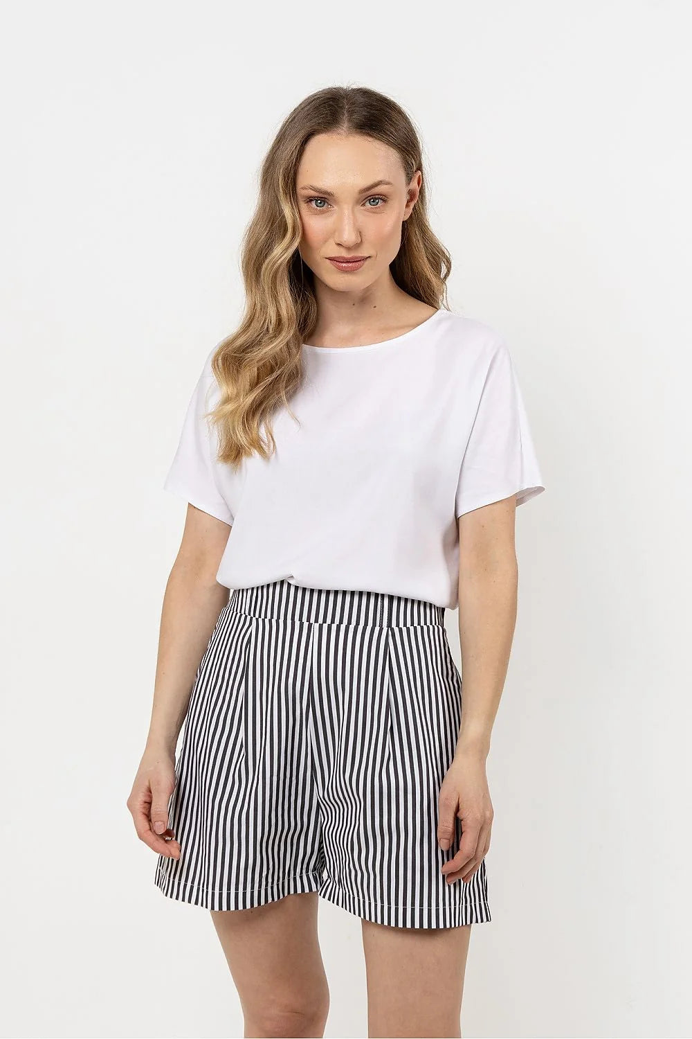Shorts à rayures awama coupe haute summer casual women's fashion