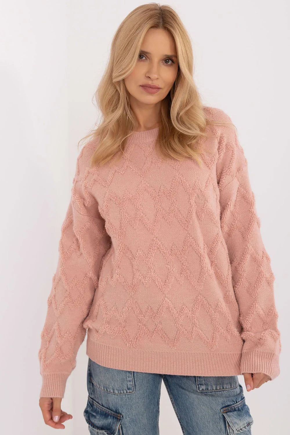 Chandail femme décontracté maille variée élégance subtile longueur standard manches longues col rond nylon PBT viscose