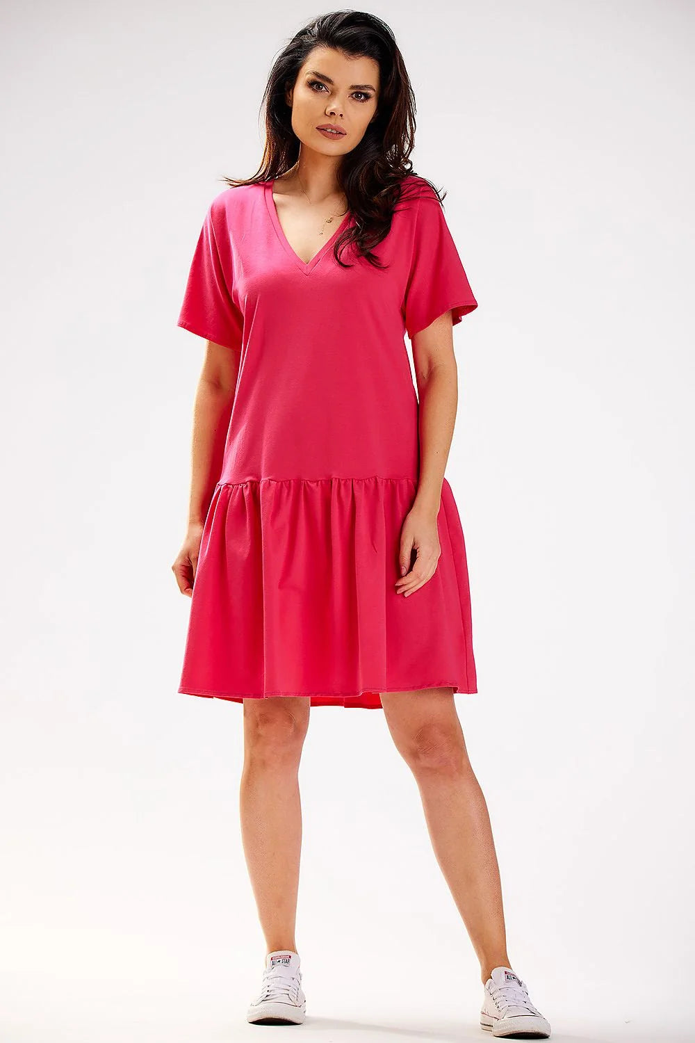 Robe de jour Infinite You style décontracté manches courtes volant bas été coton pologne femme