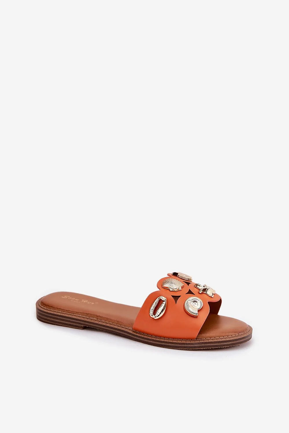 Mules Femmes Été Style Marin Doré Confort Toute Journée Sandales Lanières Coquillages Perlées Ankle Bracelet Talon Plat
