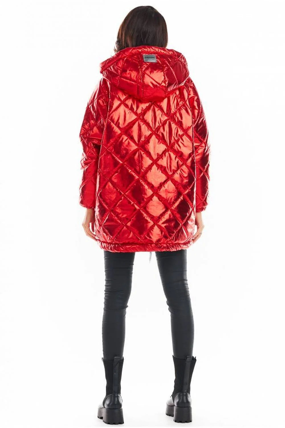 Veste matelassée oversize polyester moderne élégante avec capuche féminine parfaite hiver noir tendance