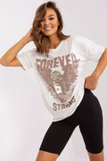 T-shirt Och Bella femme coton manches courtes encolure ronde imprimé eagle FOREVER STRONG style audacieux moderne