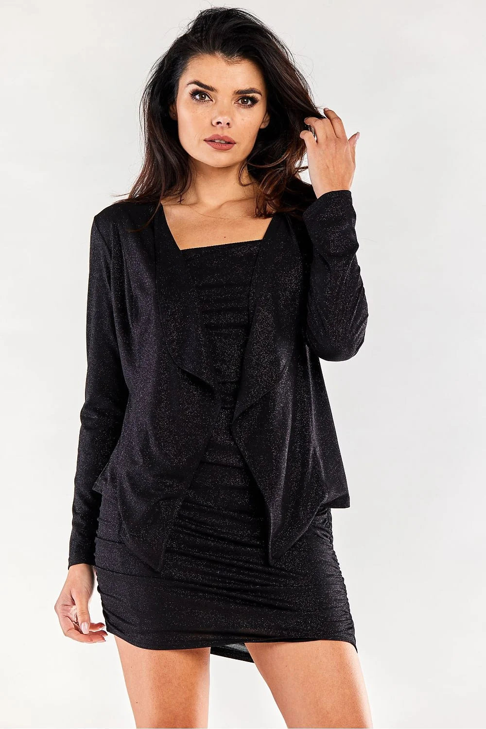 Blazer femme awama robe moulante cascade style moderne matelassé scintillant rouge vibrant occasion spéciale soirée mariage