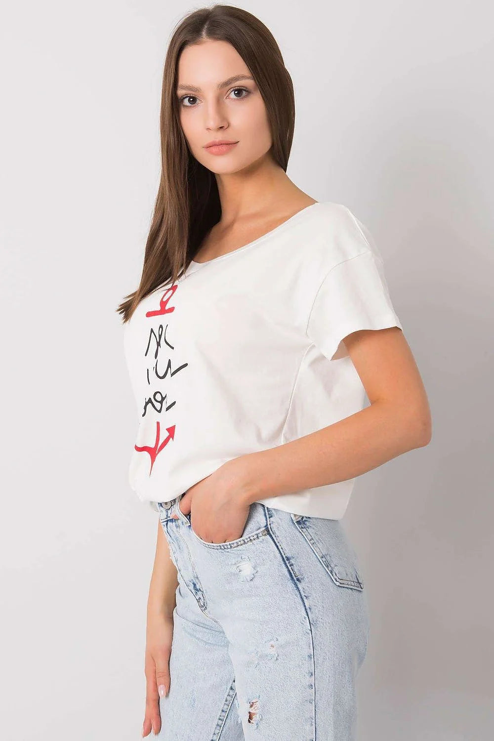 T-shirt pour femme design ancre 'sea you soon' vert menthe manches courtes col rond ajusté
