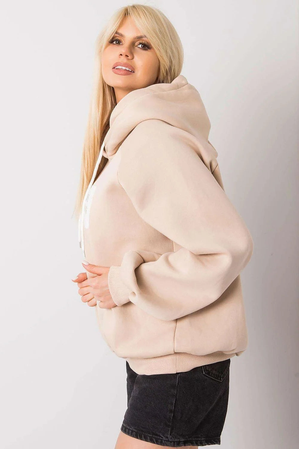 Sweatshirt à capuche pour femme design moderne décontracté marron avec inscription LOVE EVERYTHING coton polyester manches longues ample