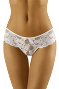 culotte féminine dentelle Wolbar floral blanc transparent shorty hipster basse échancrée tulle résille festonné élastique fin maintien discret confortable extensible