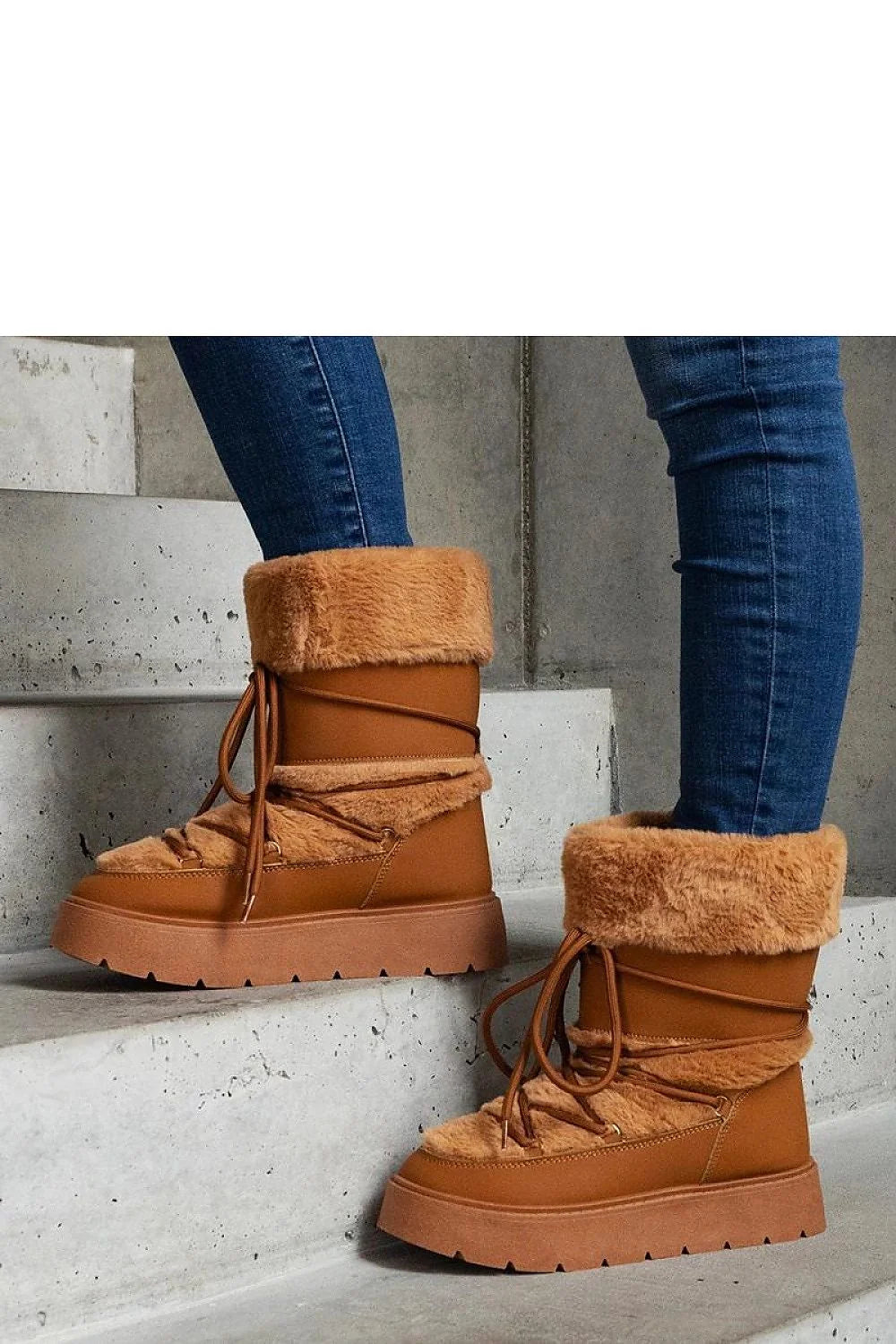 Bottes de neige pour femme style casual coupe mi-haute fourrure synthétique semelle caoutchouc durable marron caramel