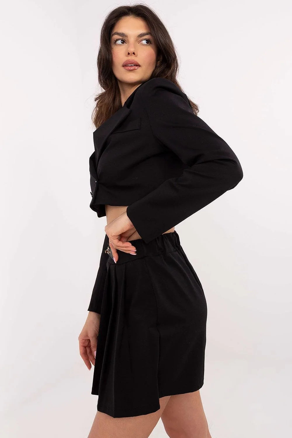 Jupe-culotte élégante Italy Moda en viscose élasthanne coton coupe ajustée élastique taille doré occasionnels femmes
