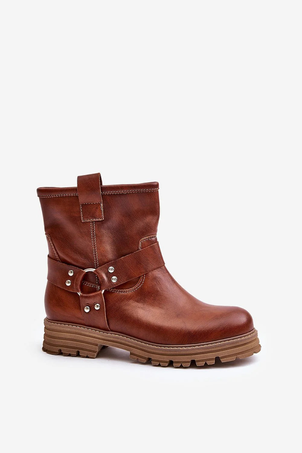 Bottes Step in style pour femmes, style élégant, cuir naturel, talon plat, nez arrondi, fermeture à glissière, rayures décoratives, confort quotidien