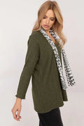 Haut femme style décontracté ample vert olive écharpe pois noirs manches longues coupe classique matières mixtes confort