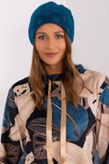 Bonnet d'hiver en cachemire pour femme bleu turquoise motifs géométriques strass acrylique coton doux chaleureux style décontracté