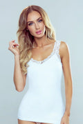 Débardeur femme dentelle délicate blanc chic stretch ajusté occasions quotidiennes et habillées confort assuré