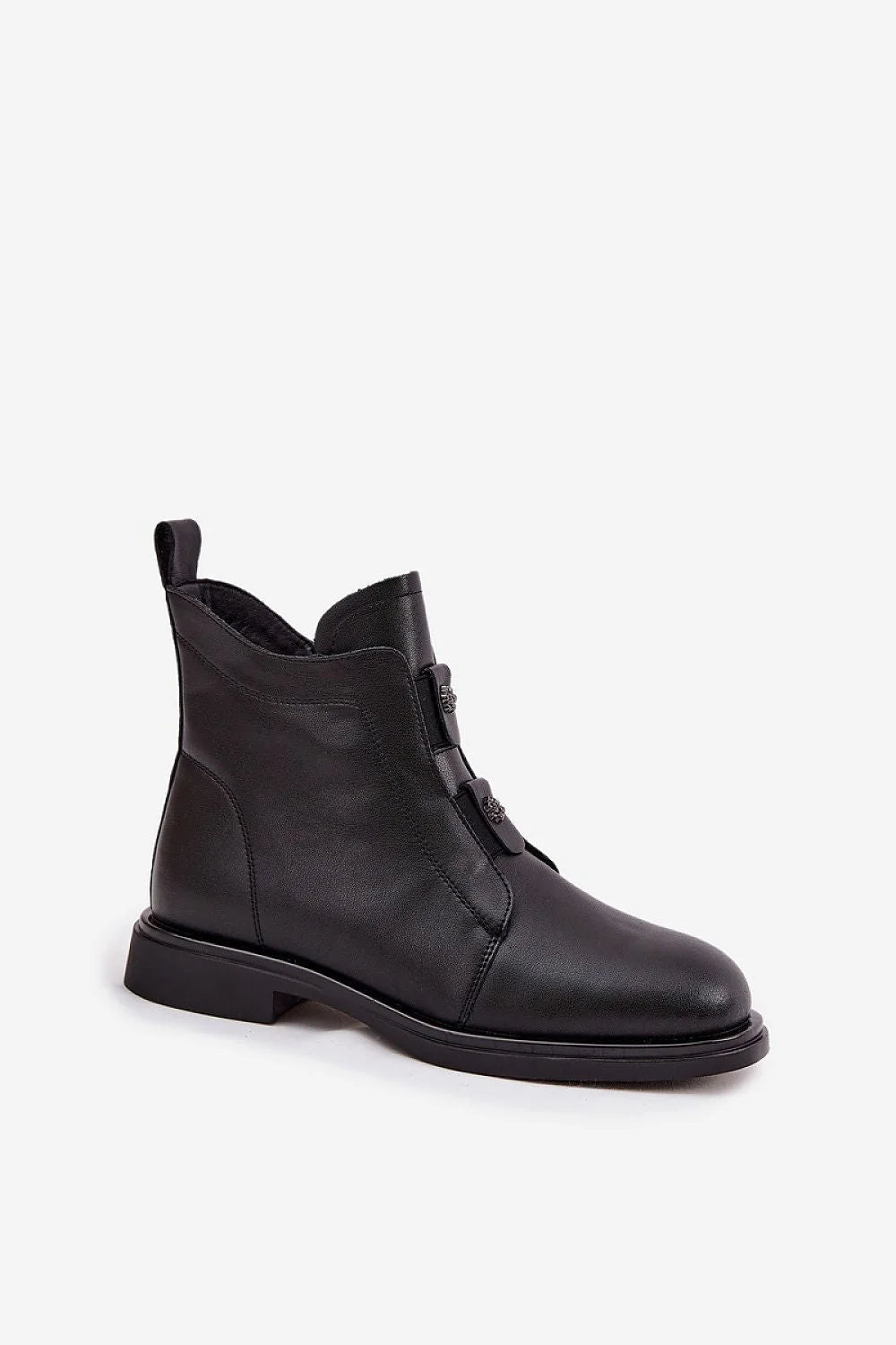 bottines femme cuir naturel noir cheville bout rond petit talon plat doublure douce fermeture éclair latérale semelle profilée