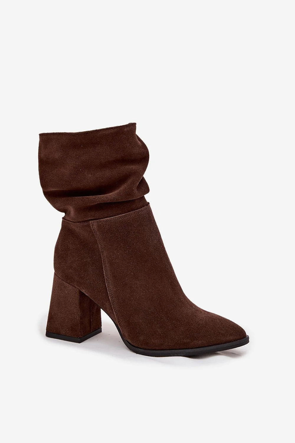 bottines femme daim suédé marron boutamande talon bloc confortable doublure feutre fermeture éclair latérale froncée intemporelles élégantes automne hiver