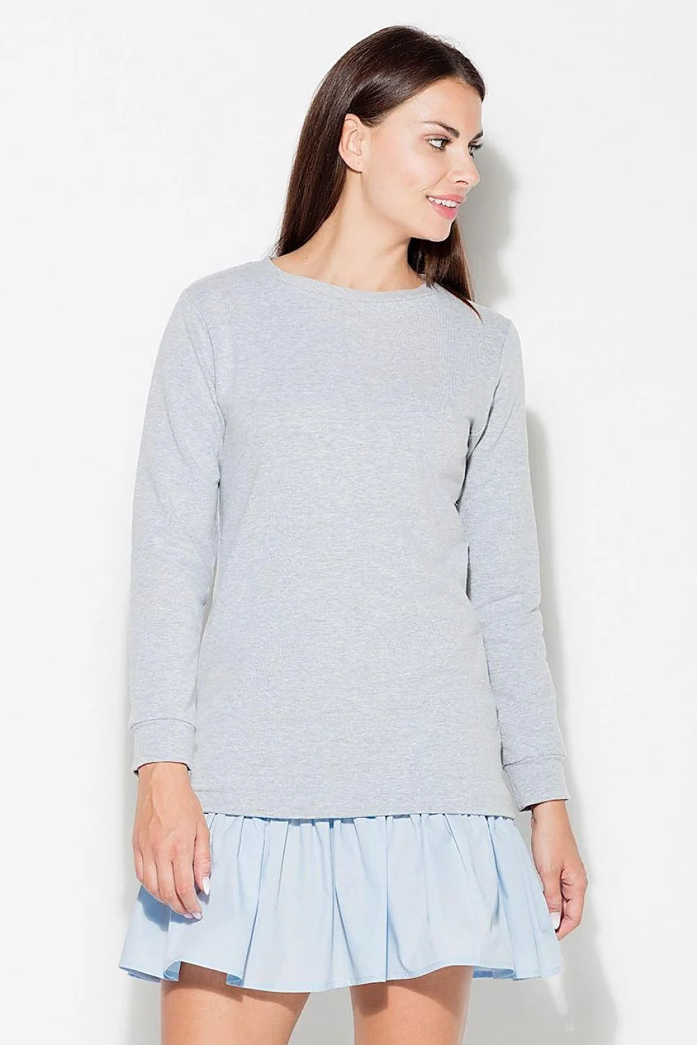 Robe casual jersey kaki manches longues élégante et confortable pour un style décontracté quotidien
