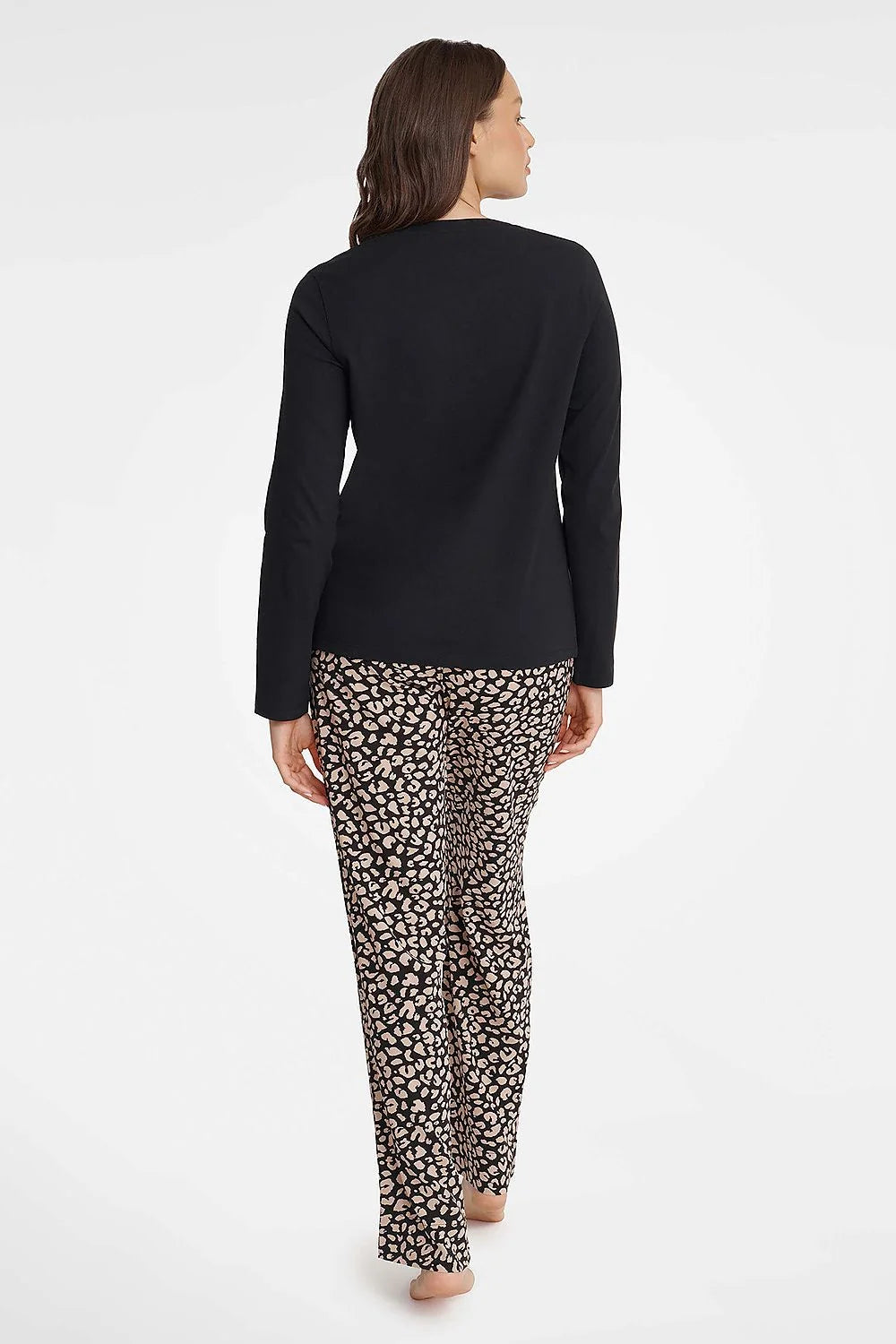 Pyjama Henderson femme deux pièces haut manches longues pantalon taille élastique couleur noire imprimé rêveux