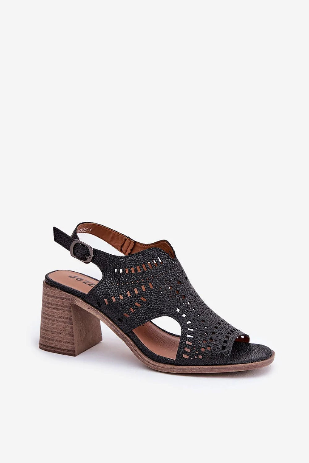 Sandales élégantes à talons carrés pour femmes cuir texturé perforations bride réglable confort style moderne