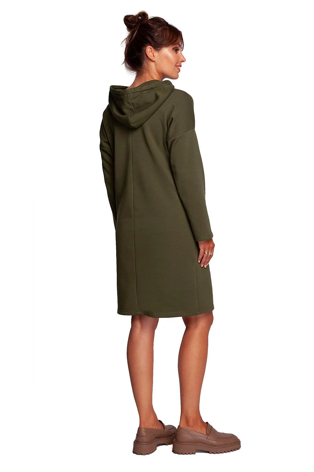 Robe femme mode décontractée capuche col montant imprimé léopard violet coton polyester confortable taille ajustable manches longues poche kangourou
