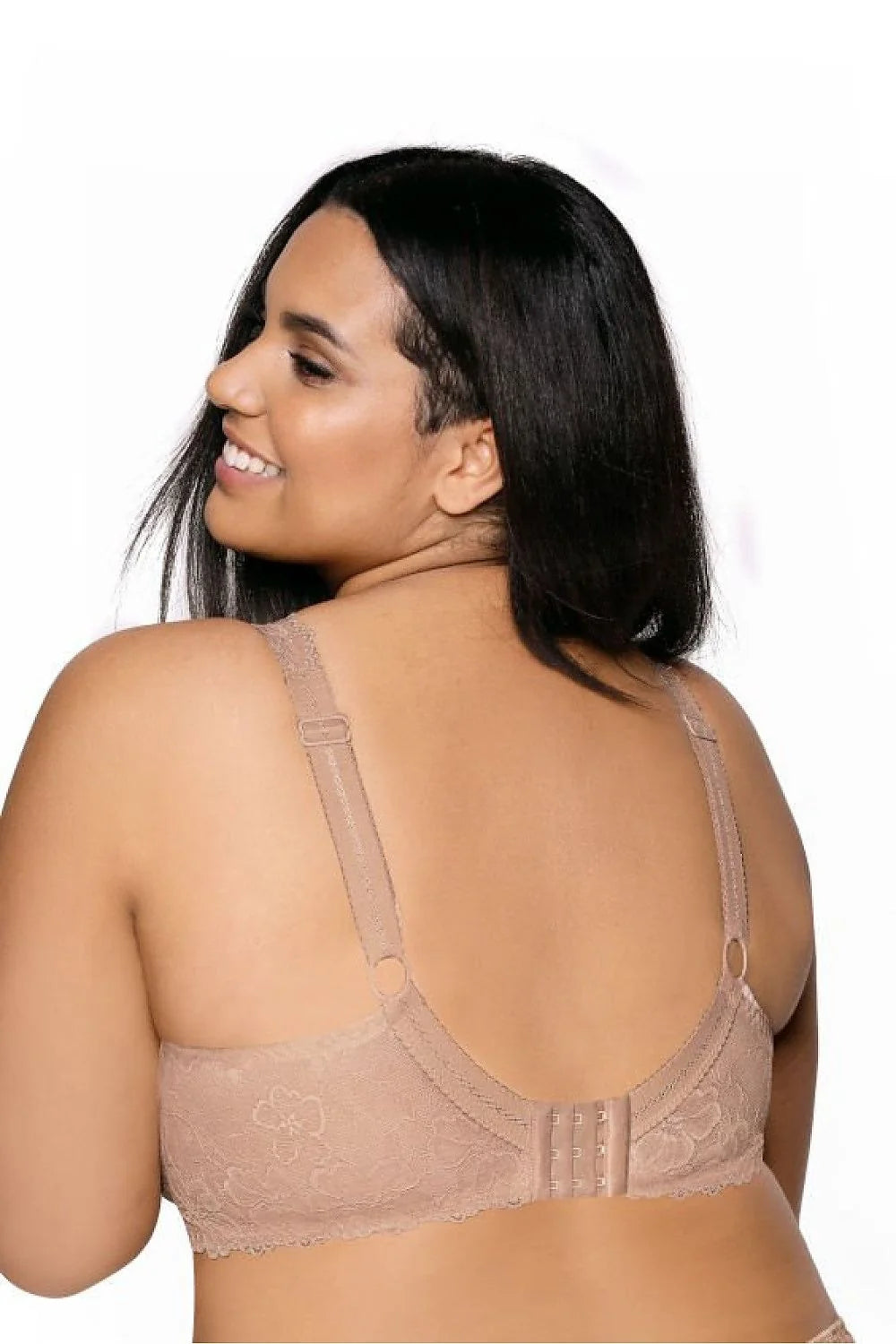 Soutien-gorge rembourré Mat style balconnet dentelle florale beige nude tailles grandes maintien optimal bretelles larges décoration archer élégance femmes