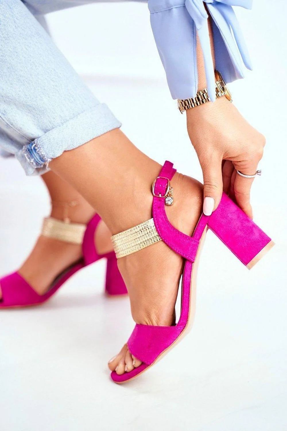 sandales femme fuchsia daim écolo suédine talon aiguilles 8cm bride avant minimaliste cheville réglable boucle dorée semelle cuir anatomique