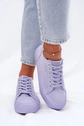 Baskets Step in style pour femmes, design moderne, couleur lavande, tige basse, semelle caoutchouc, confort quotidien, style décontracté