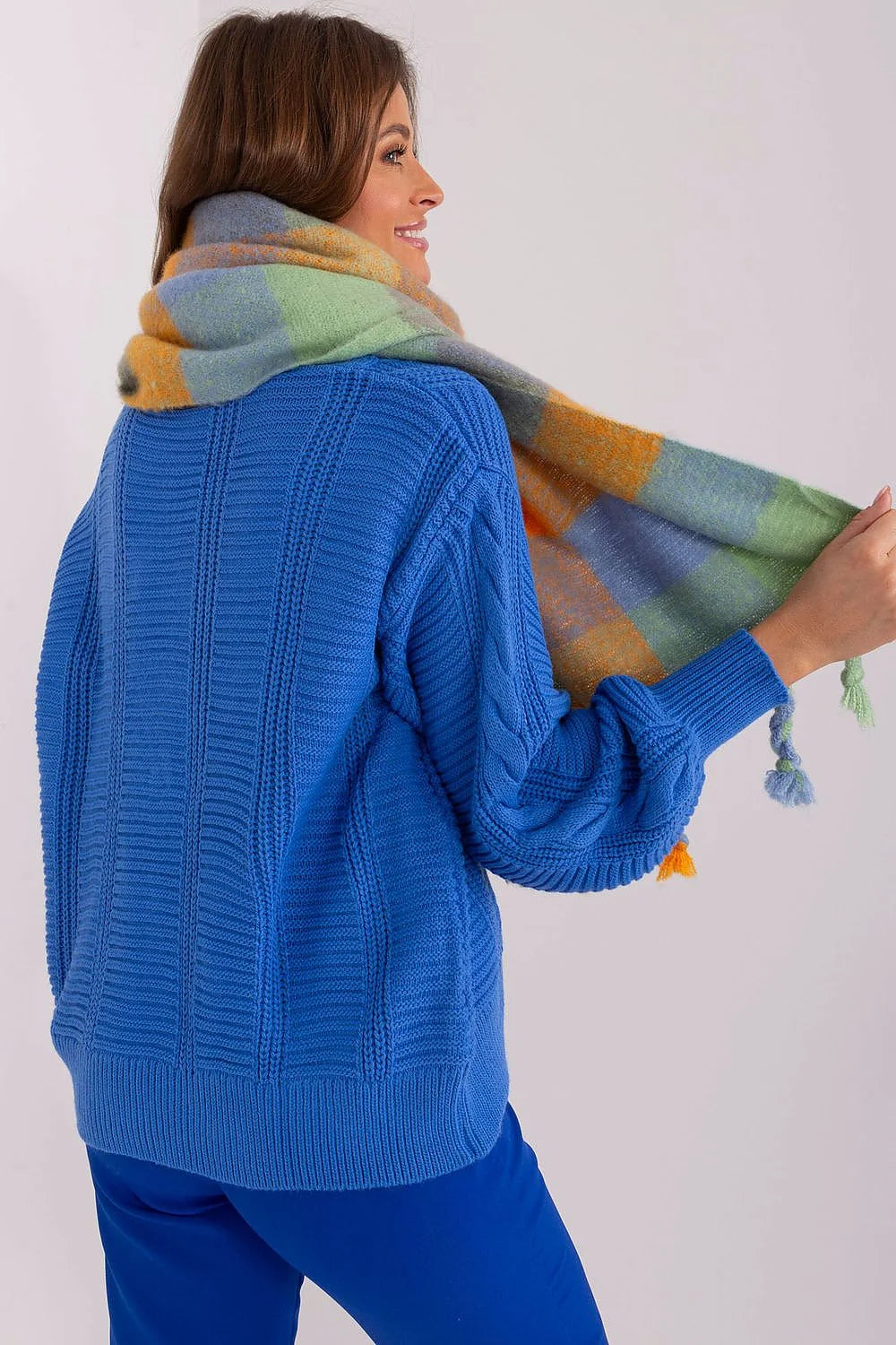 Écharpe pour femme carreaux colorés matériels doux polyvalente style moderne longueur ajustable accessoire hiver