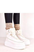 bottines sport femme lacets stylées urbanes confort quotidien cuir écologique synthétique crème sherpa fourré plateforme 6cm semelle crantée antidérapante cheville
