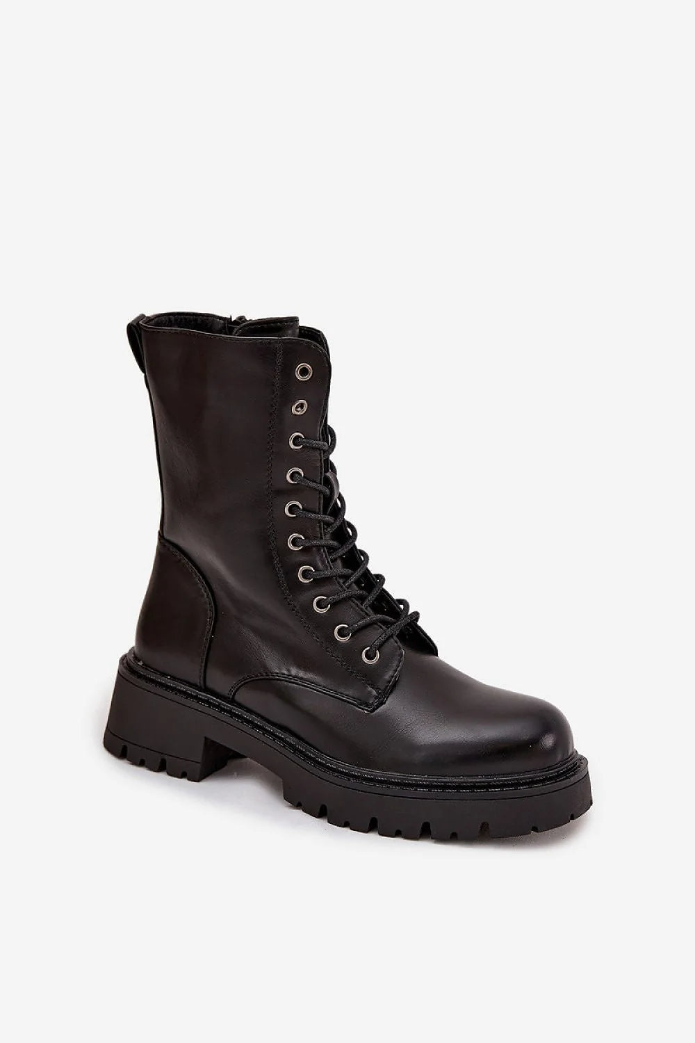 bottines travail femme simili cuir fermeture eclair lacets ajustement mousse doublure thermique confortable polyvalent moderne urbain 19cm tige 5cm talon