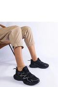 baskets solea noires femmes chunky semelle épaisse amortissante cuir écologique mesh surpiqûres blanches lacets tirant talon confortable respirant