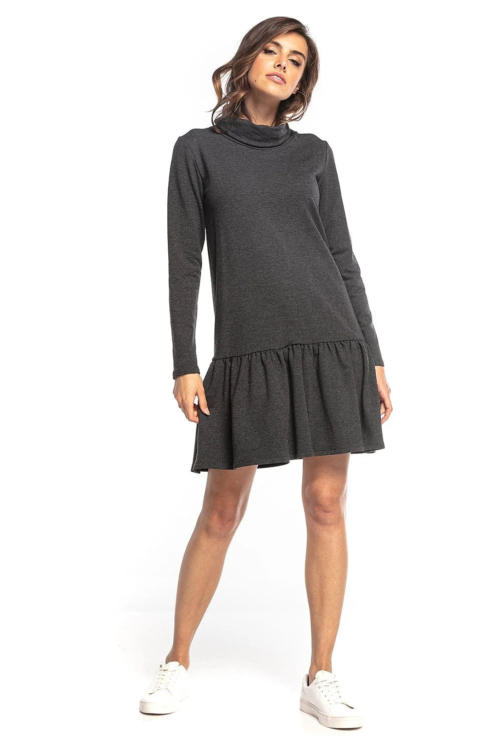 Robe en jersey coton polyester manches longues style sportif décontracté chic confortable pour sorties automnales
