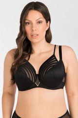 Soutien-gorge Gorsenia Soft Design Moderne Élégant Matériaux Mixtes Transparence Tissu Opaque Finitions Soignées Fermetures Ajustables Femme