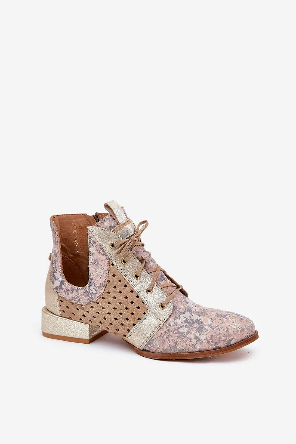 Bottes élégantes Step in style pour femmes en cuir naturel, talon bas, lacets, fermeture éclair, style moderne
