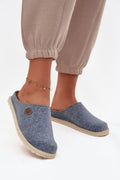 chaussons femmes Inblu feutre bleu gris mule slipon bout rond dos ouvert semelle crantée beige antidérapante cuir suédé profilée anatomique