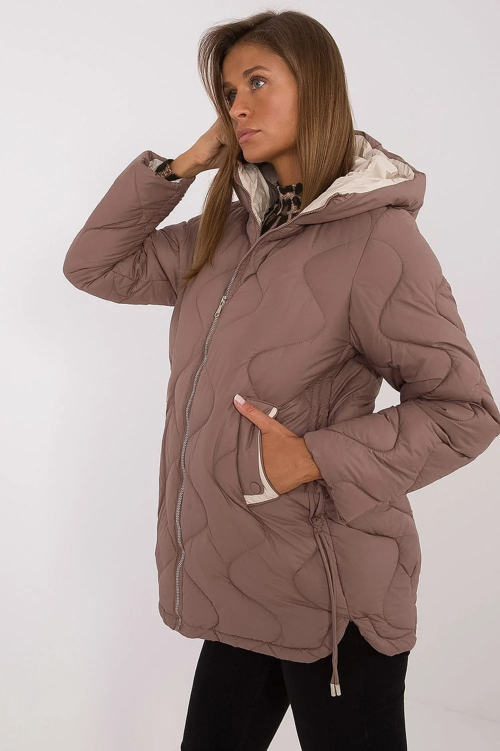 Veste MBM matelassée pour femme longueur standard capuche polyester durable automne-hiver manches longues
