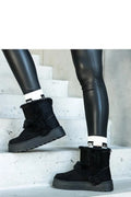 Bottes neige suède noir élégantes mi-mollet avec fausse fourrure confortables pour femmes modernes hiver