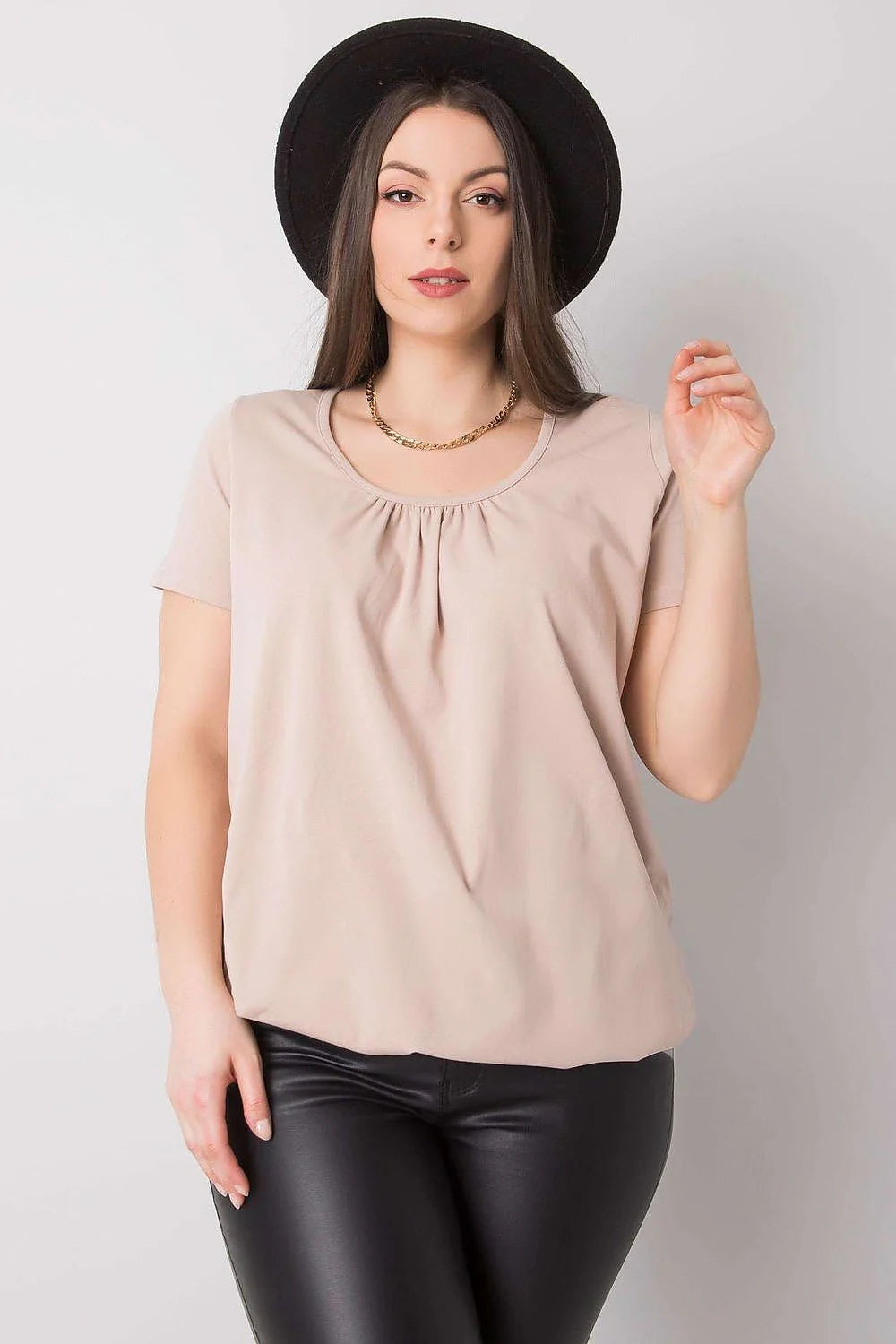 T-shirt BFG pour femme grandes tailles manches courtes col rond coton élasthanne confortable élégance quotidienne