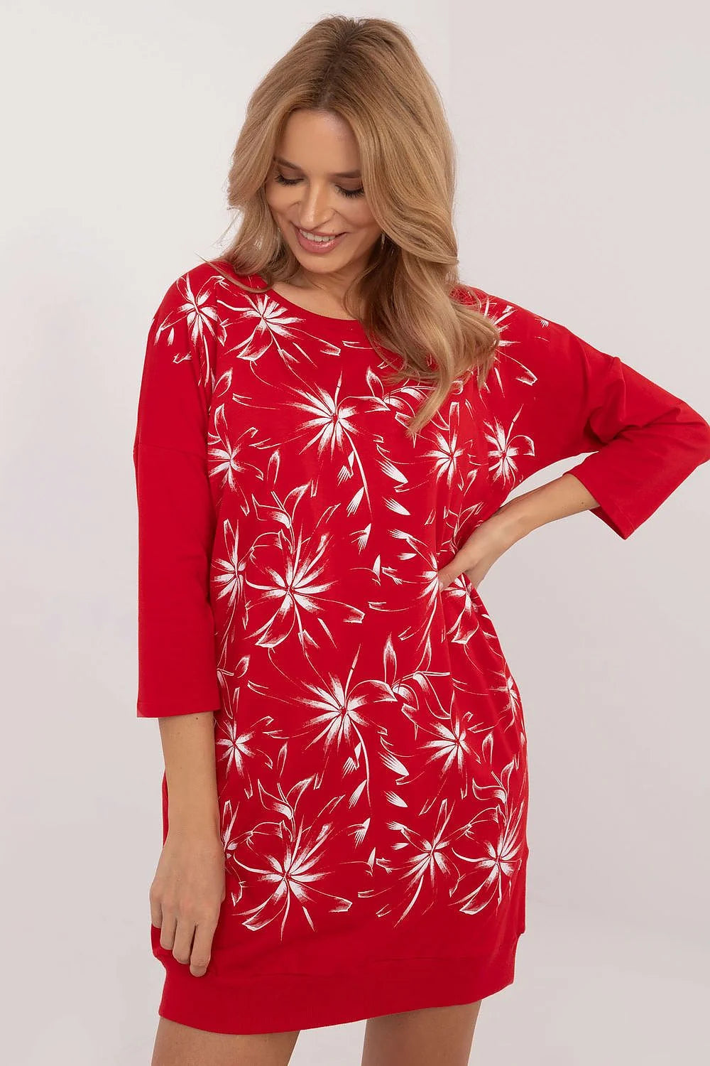 Robe de jour Relevance élégante confortable coupe droite imprimé floral coton élasthanne poches coulissantes femmes
