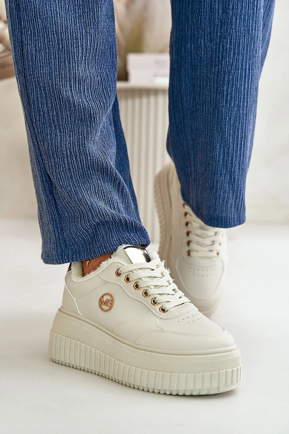 Chaussures de sport Step in style femmes style moderne urban casual cuir synthétique plateforme épaisse fourrure doublure perforations ventilation