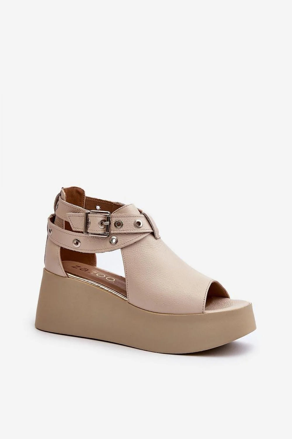 Sandales plateforme femmes cuir naturel style moderne confortable élégance été tendance sandales compensation hauteur talon 7.5 cm