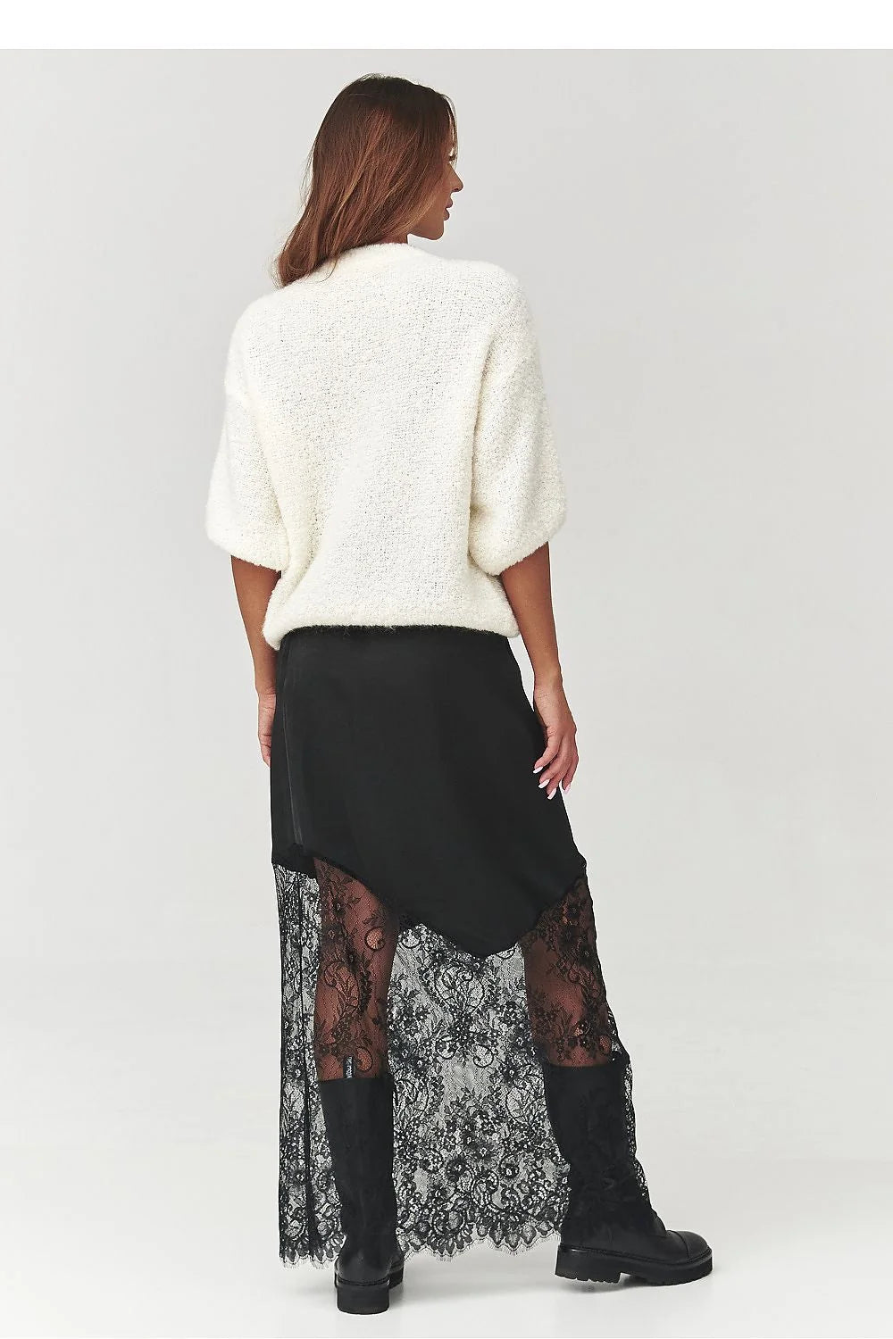 pull oversize maille bouclée boxy cocooning manches trois quarts encolure ronde doux moelleux structuré coupe ample