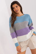Pullover femme style décontracté motifs rayures larges maille épaisse coupe surdimensionnée manches longues encolure bateau