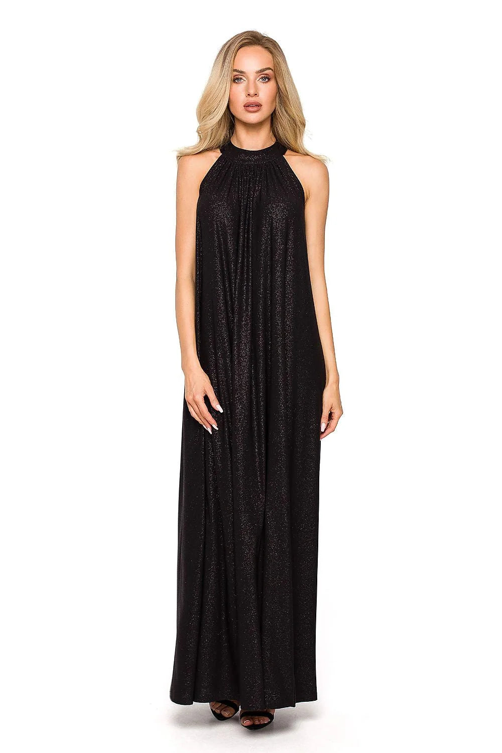 Robe de soirée élégante vert émeraude décolleté dos nu tissu brocart ceinture en chaîne dorée femme mariage gala