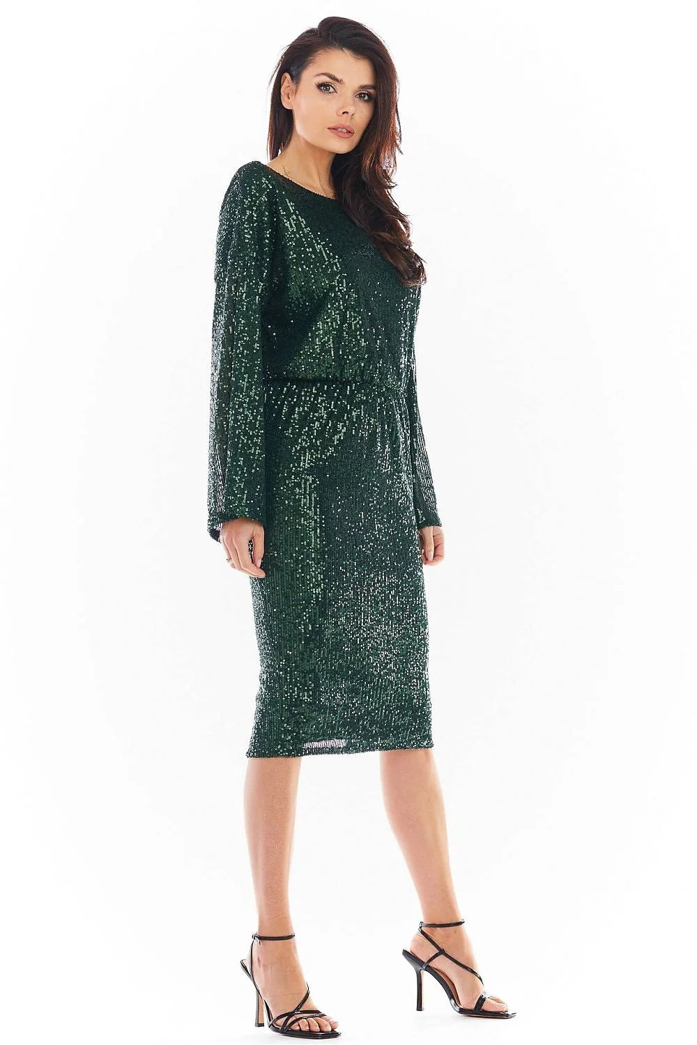 Robe élégante noire paillettes manches longues soirée glamour pour femme tendance cocktail soirée spéciale