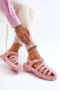 Sandales en mousse pour femmes, style moderne audacieux, couleur rose pâle, confort maximal, parfaites pour la plage ou les sorties estivales