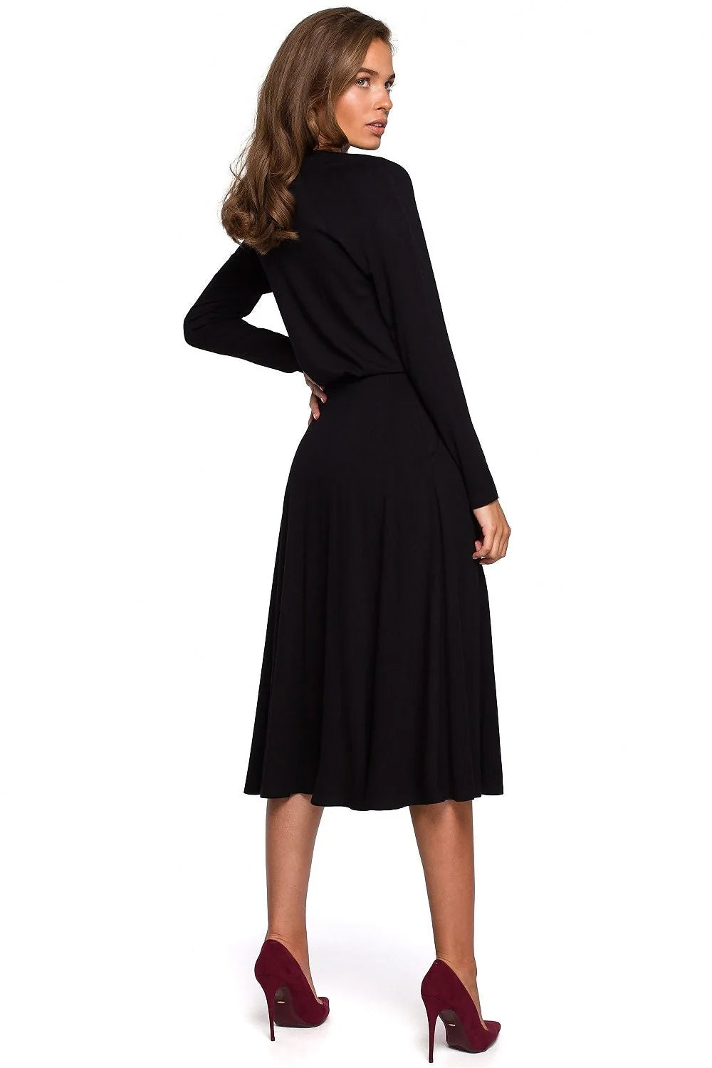 Robe de jour en viscose taupe élégante coupe fluide manches longues pour femmes modernes raffinées