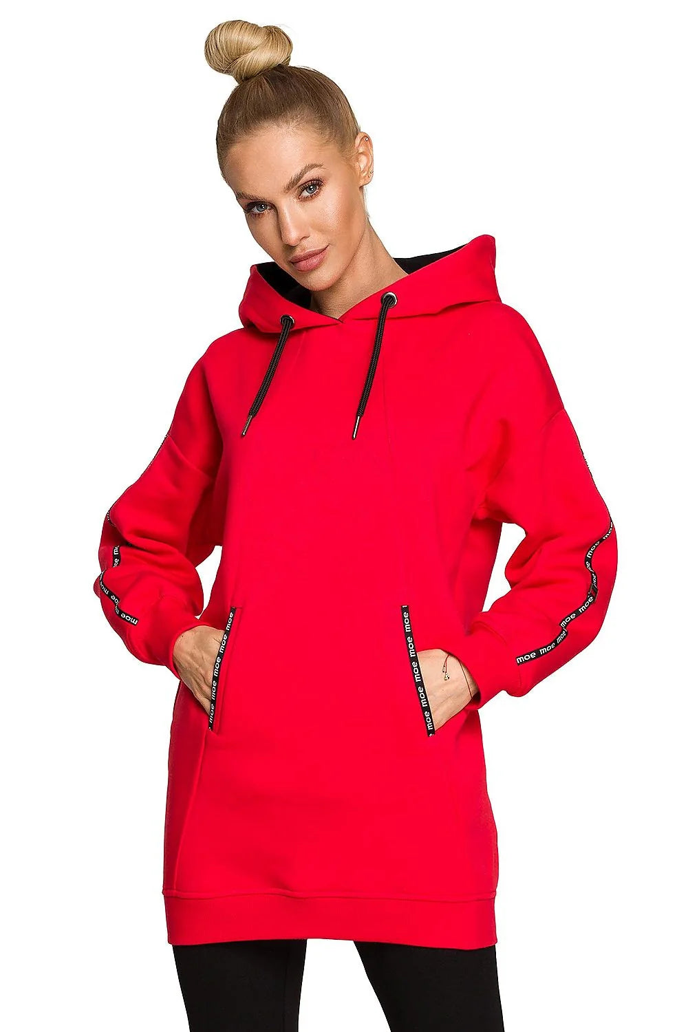 Sweatshirt Moe oversize capuche bleu femme confortable maille douce 90% coton 10% polyester manches larges poches latérales